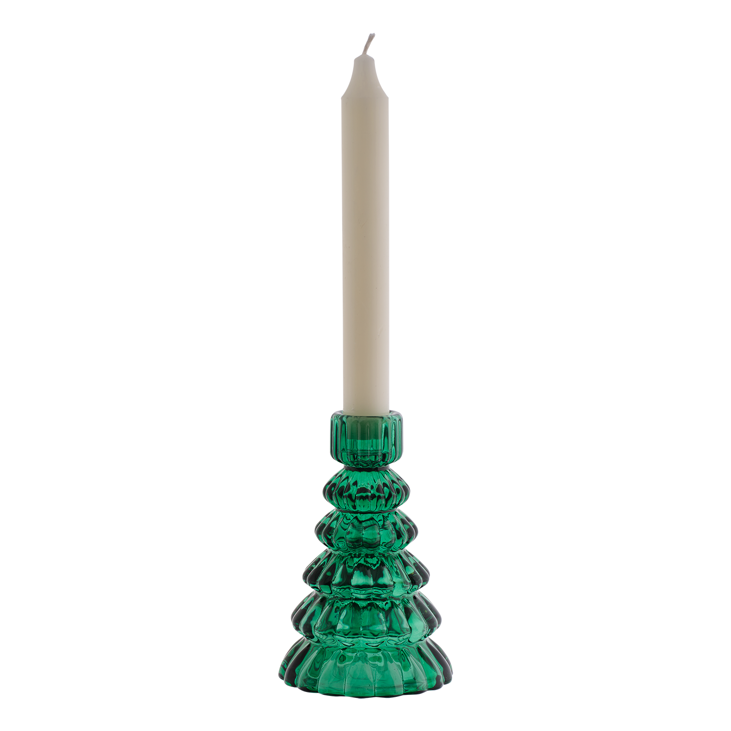 DAISY Ljusstake, Grön – våningsformad ljusstake i pressglas, H13 cm – bild 2
