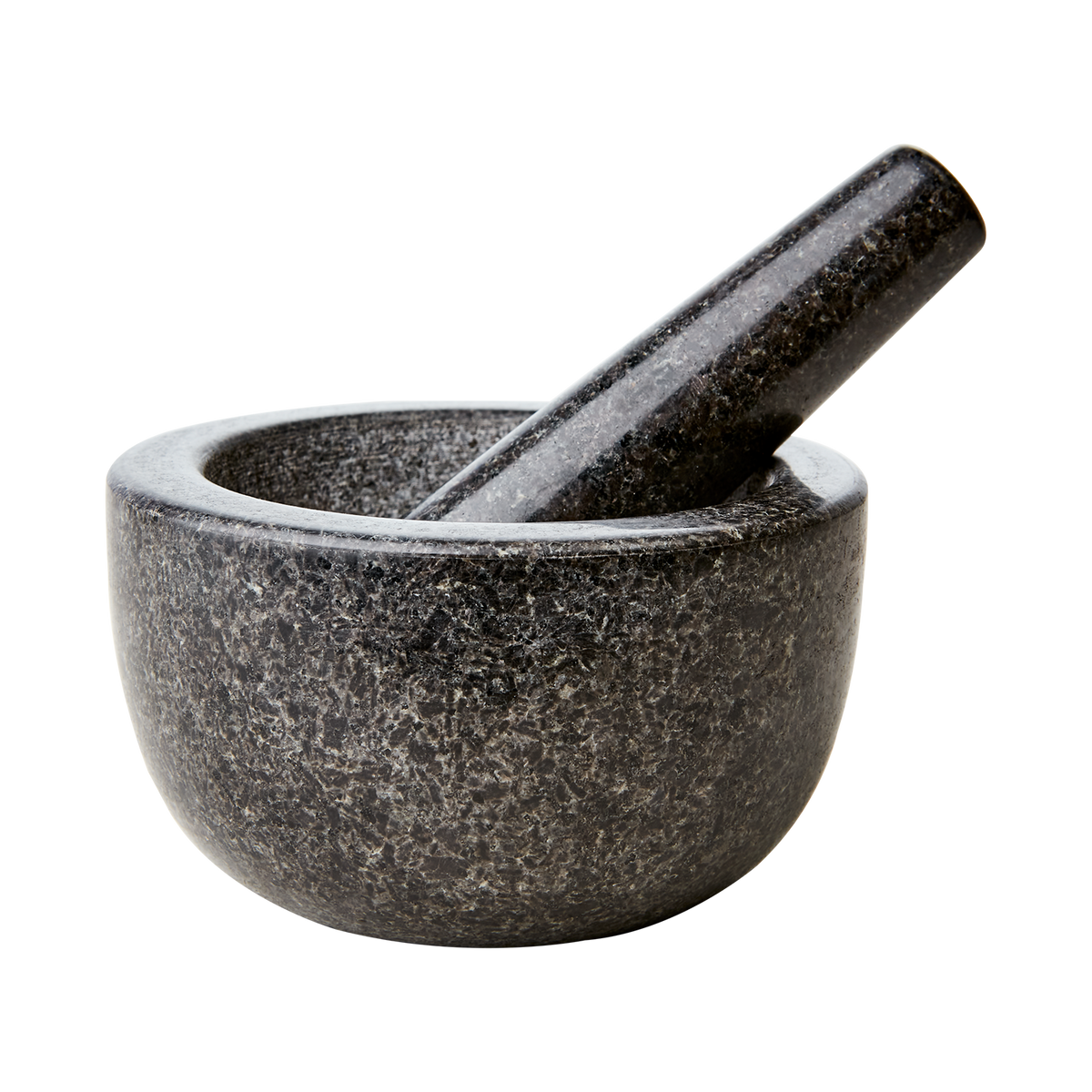 THYME Mortel med stöt i svart granit med djup rundad skål, diameter 14 cm