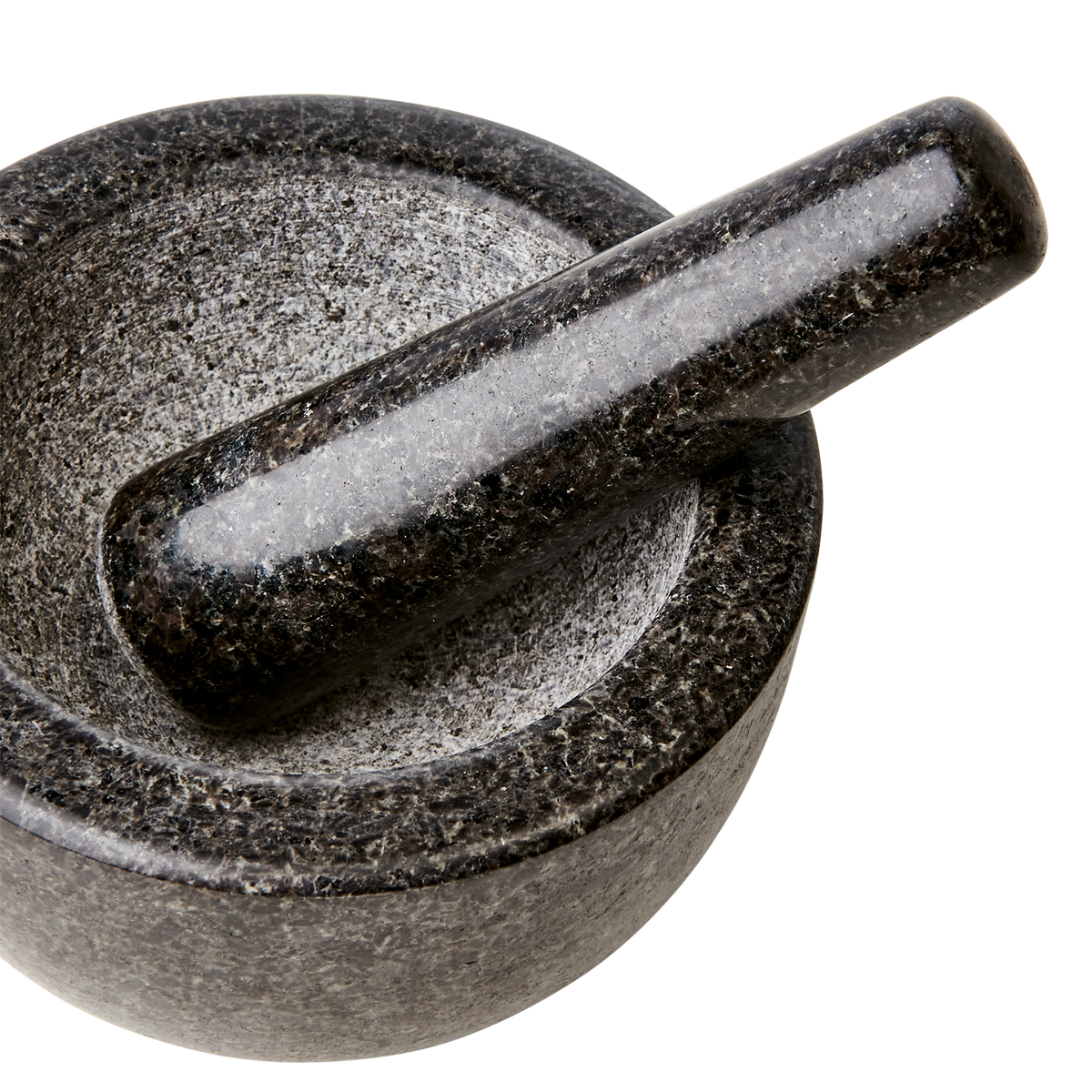 THYME Mortel med stöt i svart granit med djup rundad skål, diameter 14 cm – bild 2