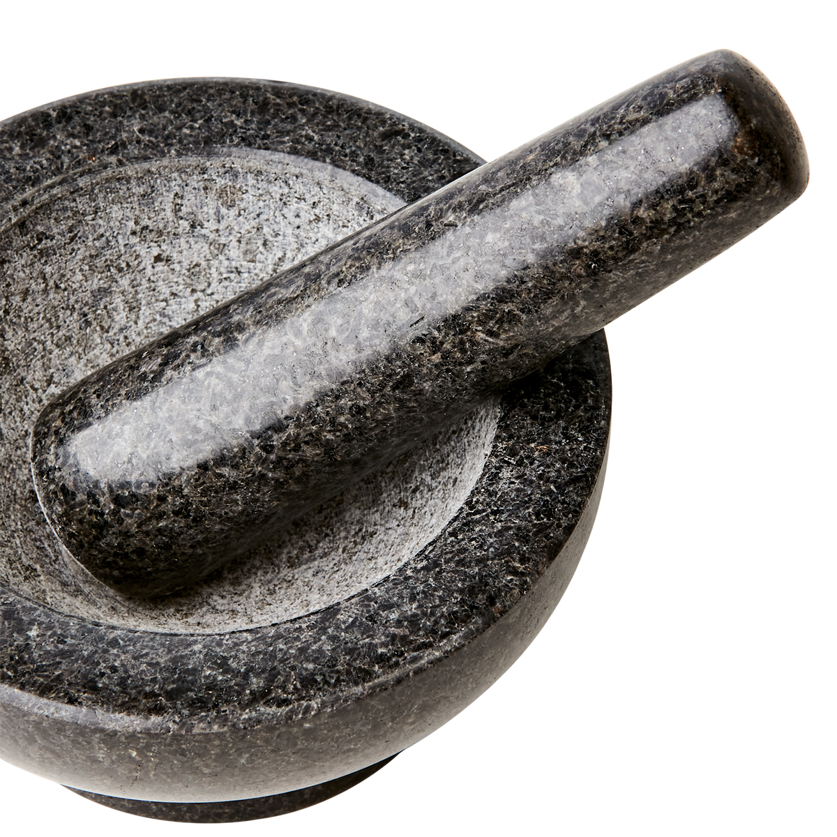 THYME Mortel med stöt i svart granit med avsatt fot, diameter 14 cm – bild 2