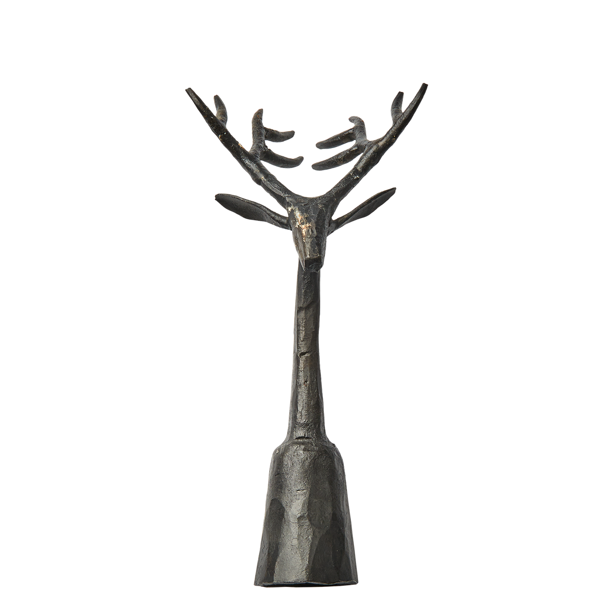 THOR Ljussläckare i svart järn med hjorthuvud och horn som handtag, 16 cm hög