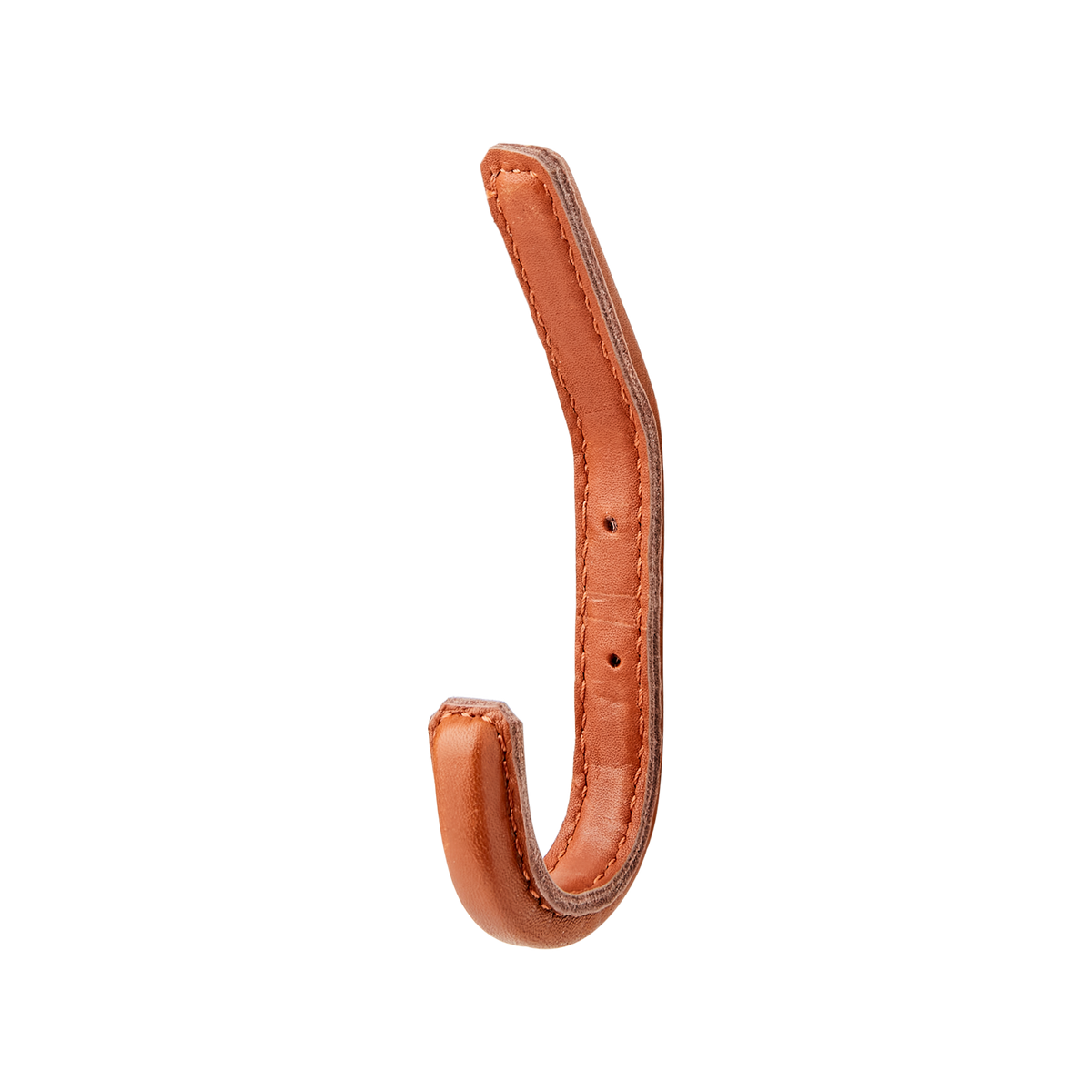LOKE Krok i konjaksbrunt läder med synliga sömmar, höjd 14 cm