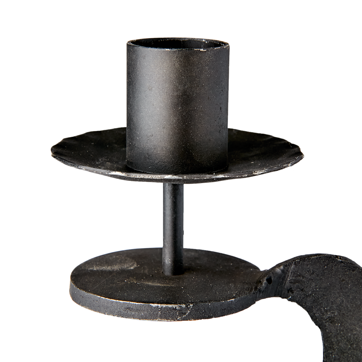 THOR Ljusstake i svart järn med droppskål på skruvklämma, 19 cm hög – bild 2
