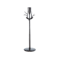 THOR Ljusstake i svart järn med hjorthuvud och horn under ljuskoppen, 36 cm hög