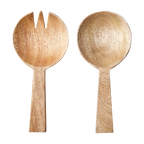 NICO Salladsbestick i naturfärgat mangoträ med runda skopor, längd 22 cm