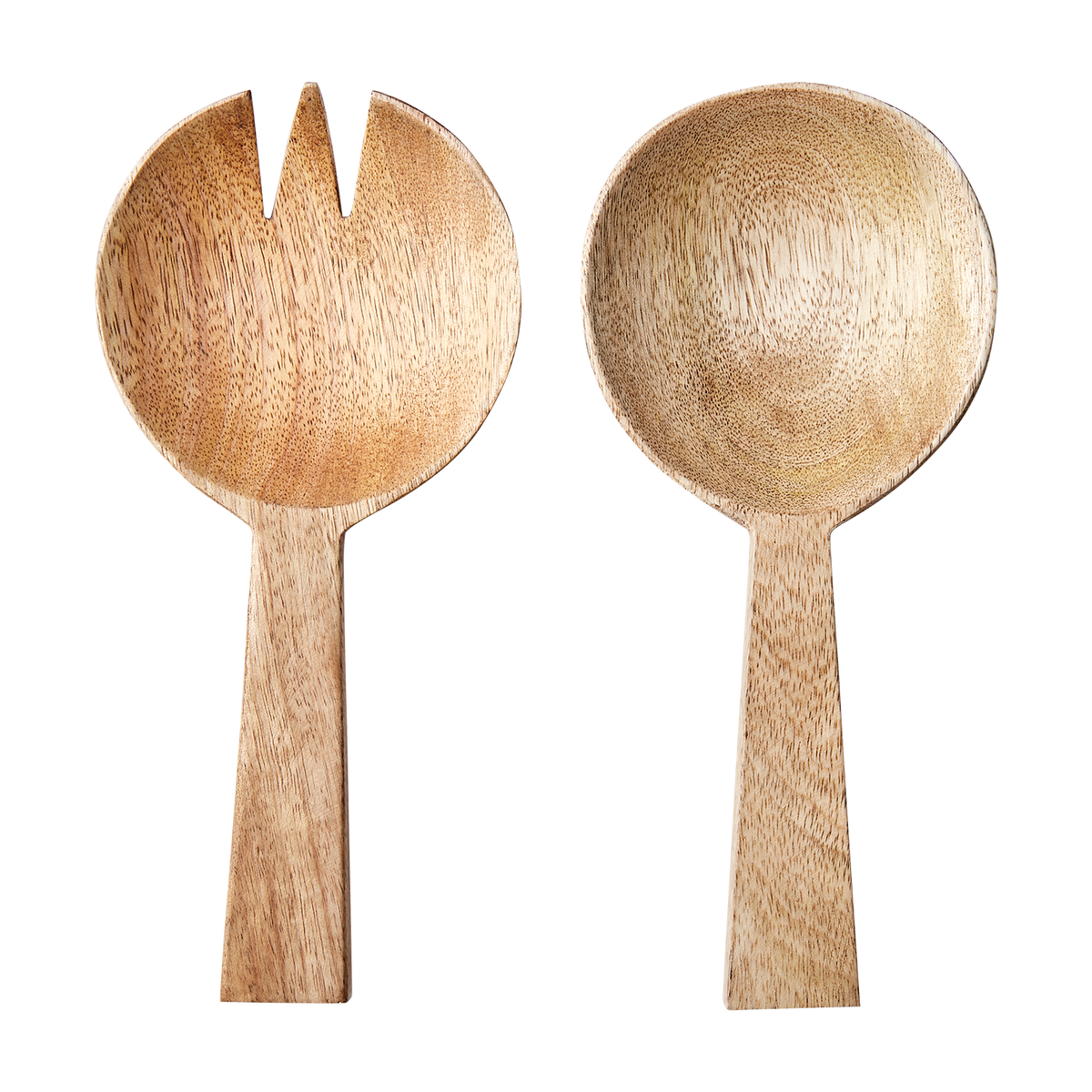 NICO Salladsbestick i naturfärgat mangoträ med runda skopor, längd 22 cm