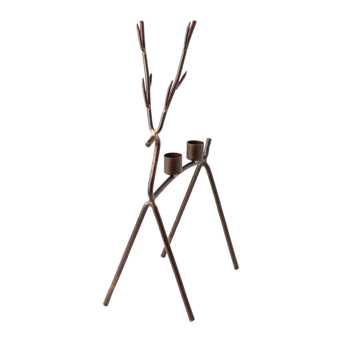 OH DEER Ljusstake L, Rost/mässingsfärgad – rådjursformad ljusstake i järn med två ljushållare, H35 cm