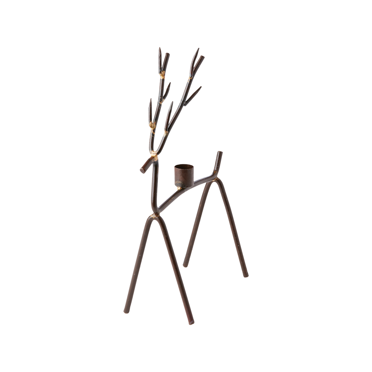 OH DEER Ljusstake M, Rost/mässingsfärgad – rådjursformad ljusstake i järn, H30 cm