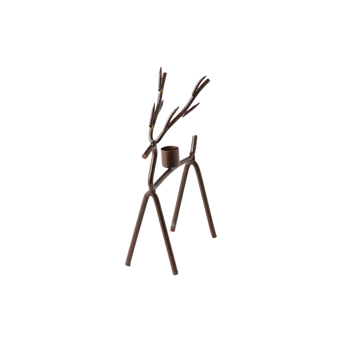 OH DEER Ljusstake S, Rost/mässingsfärgad – rådjursformad ljusstake i järn, H24 cm