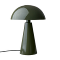 FRANK Bordslampa i blank olivgrön metall med kupolskärm och konisk fot, höjd 45 cm