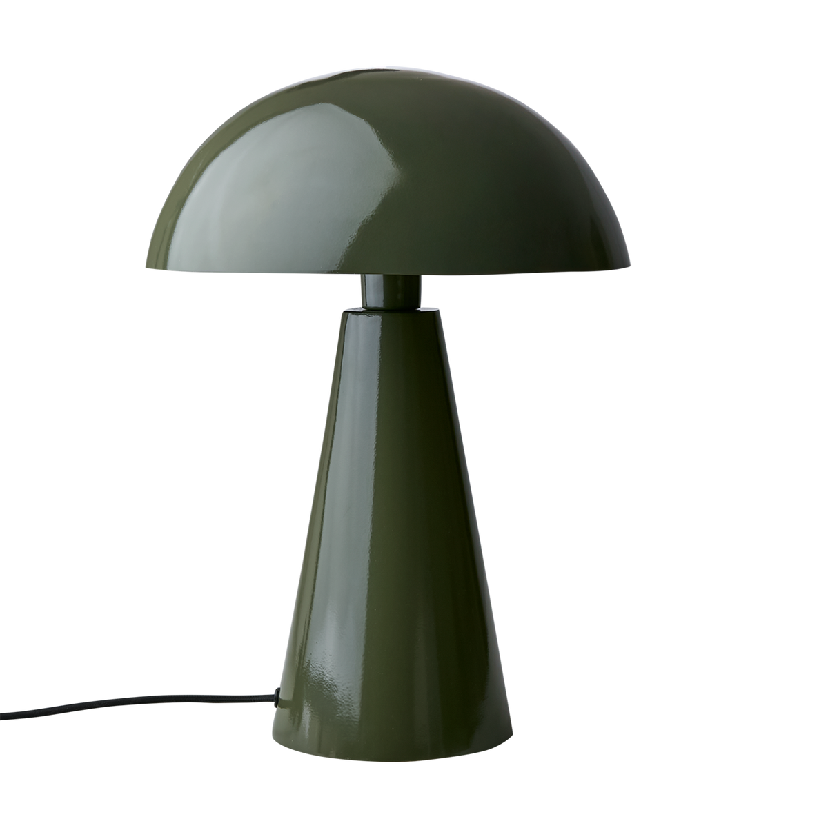 FRANK Bordslampa i blank olivgrön metall med kupolskärm och konisk fot, höjd 45 cm