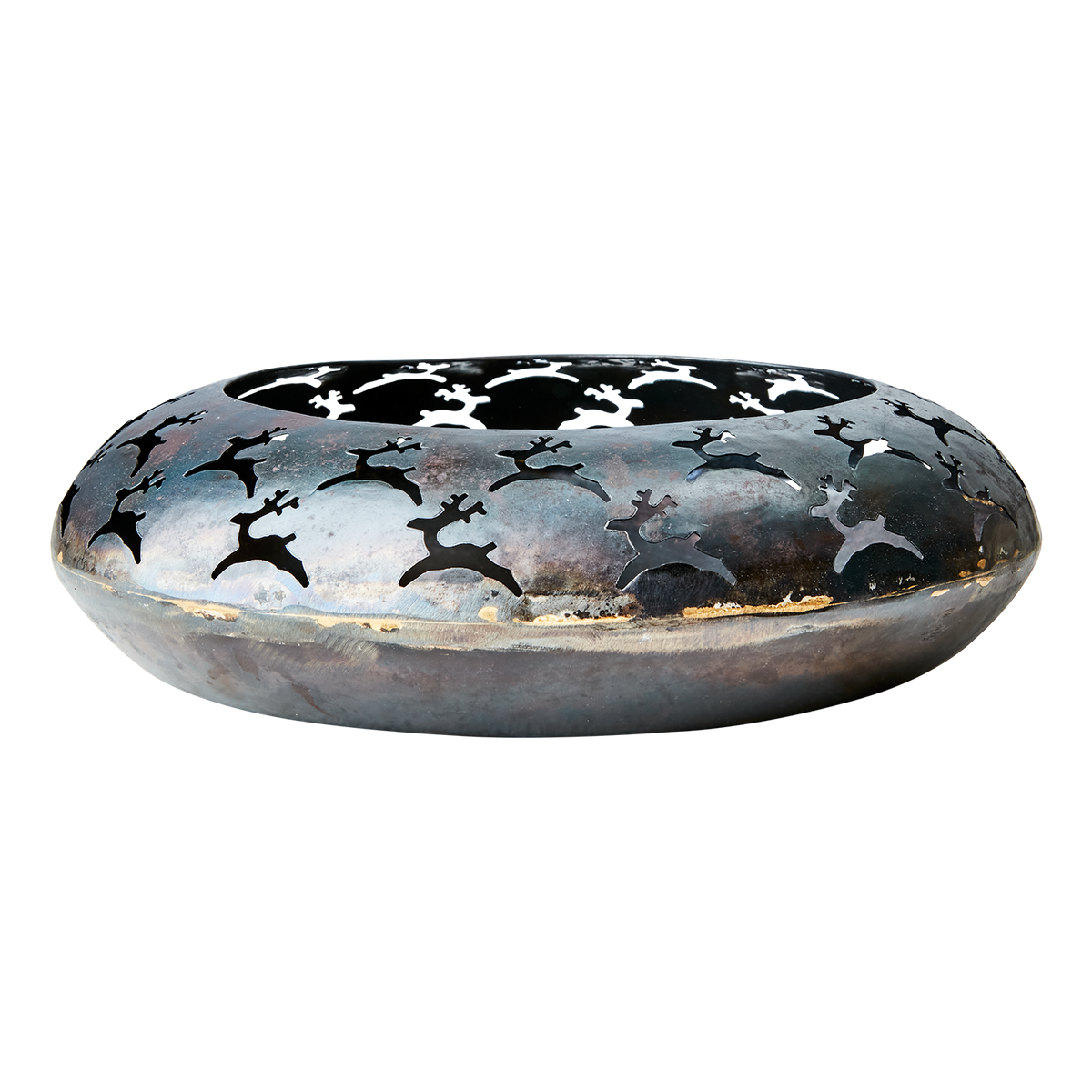 ORYX Ljushållare XL i svart patinerat järn med utstansade renar, diameter 27 cm
