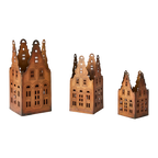 VILLAGE Ljuslykta hus, set om 3, Mässingsfärgad 6
