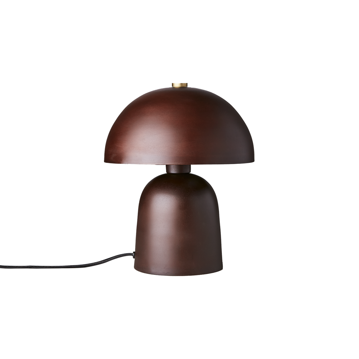 FUNGI Bordslampa S i mörkbrunt järn med svampformad kupa, höjd 30 cm
