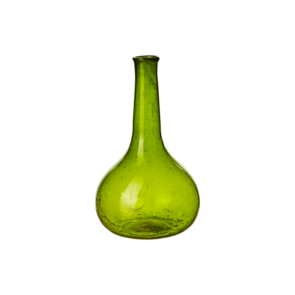 VIOLETTA Vas M i grönt munblåst glas med rund botten och lång smal hals, Ø11 × H18 cm