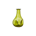 VIOLETTA Vas S i olivgrönt munblåst glas med smal hals och intryckta sidor, Ø10 × H14 cm