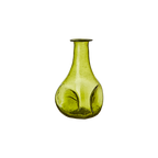 VIOLETTA Vas S i olivgrönt munblåst glas med smal hals och intryckta sidor, Ø10 × H14 cm