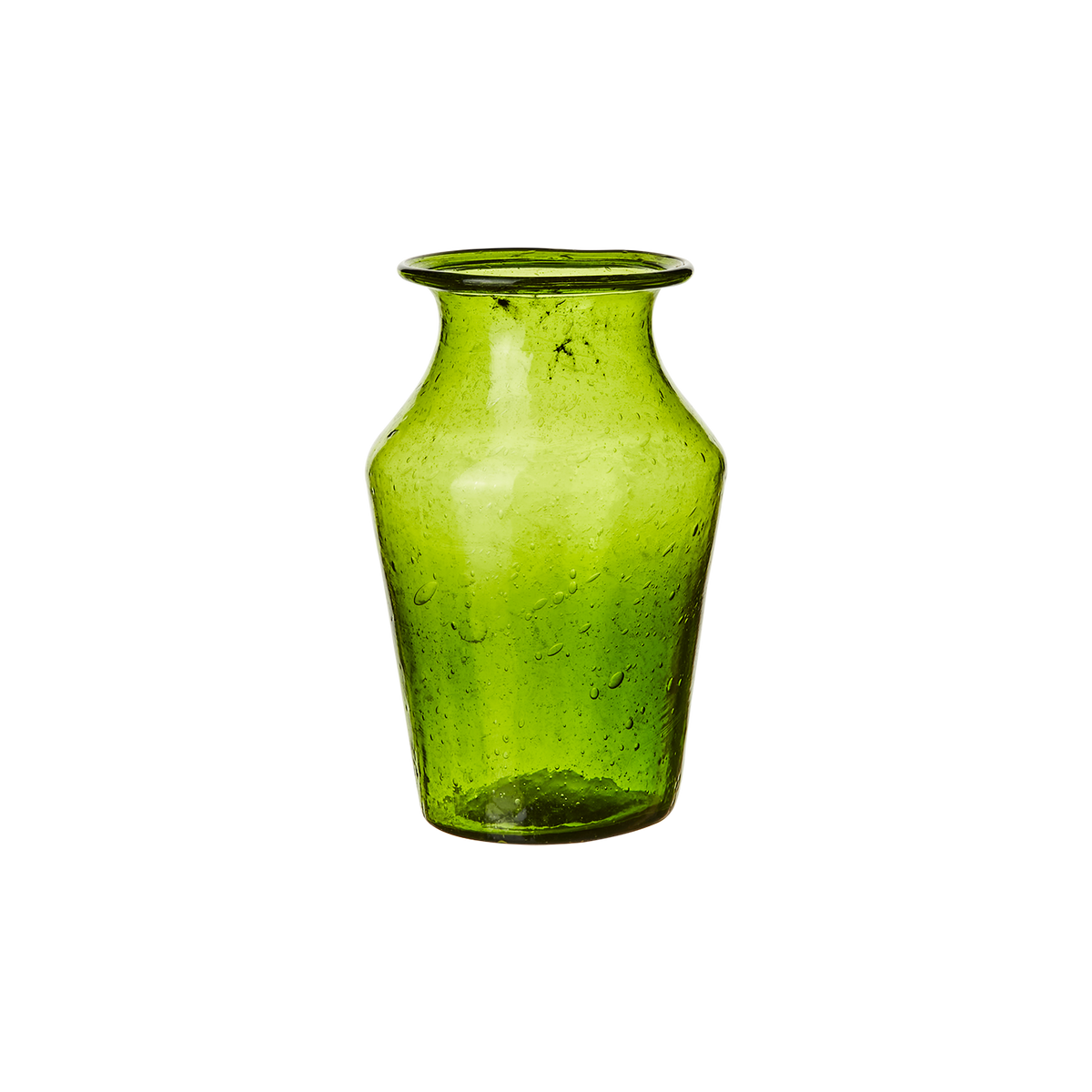 VIOLETTA Vas S i grönt munblåst glas med vid rullad mynning, Ø10 × H15 cm