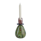 MIMOSA Ljusstake, Grön/brun – skulptural ljusstake i konstglas, H20 cm – bild 2