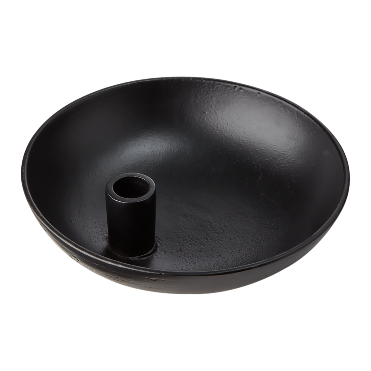 CARTER Ljusstake M, Svart – rund ljusstake i svart aluminium med bred skål, Ø20 cm – bild 2
