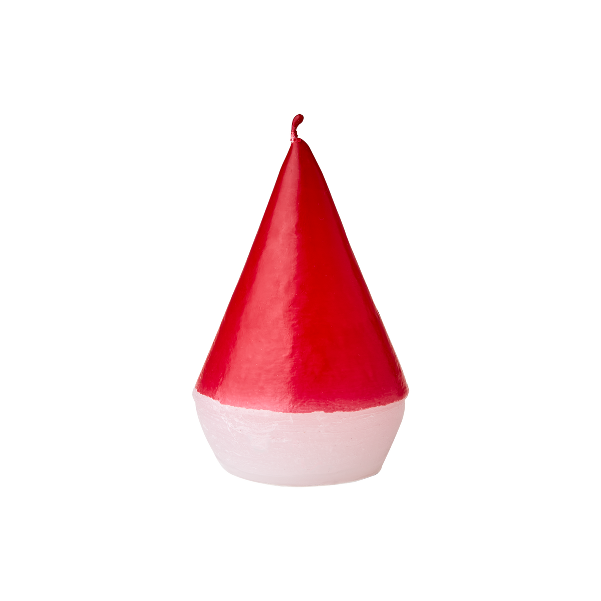 DECO Tomteljus, Röd – tomteformat ljus i rött och vitt paraffin, Ø6,8 × H10 cm