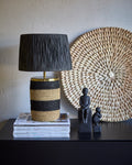 LANDO Bordslampa, Svart/natur 2